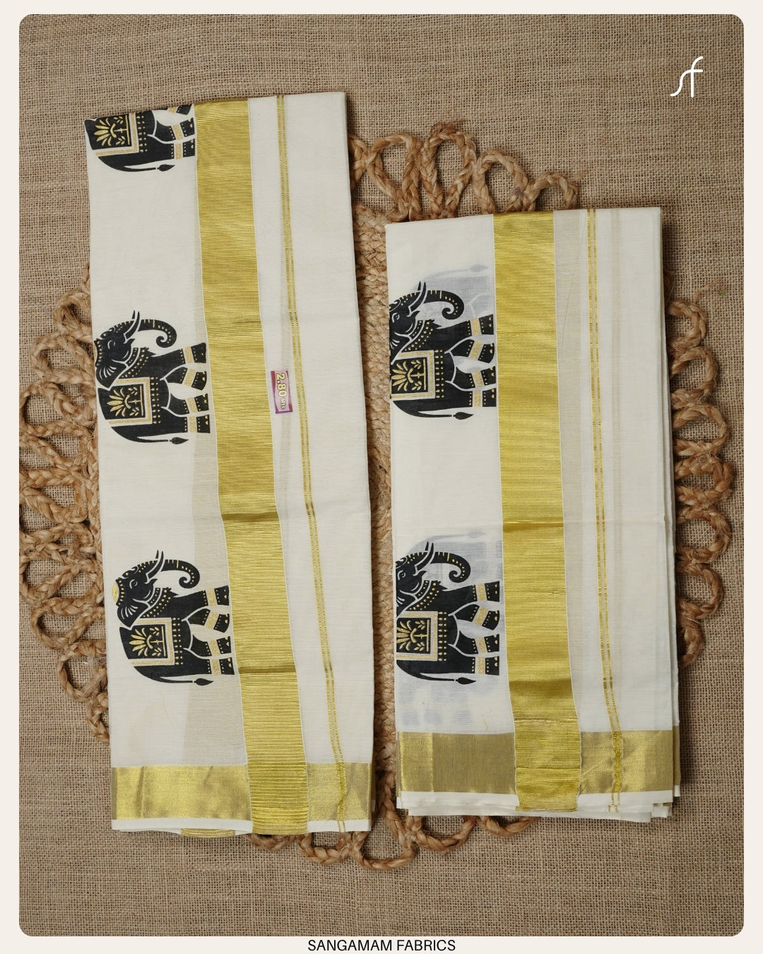 ELEPHANT MOTIF COTTON SET MUNDU