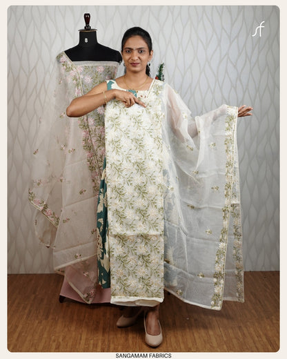 NET COTTA FLORAL EMBROIDERY  SALWAR SUIT