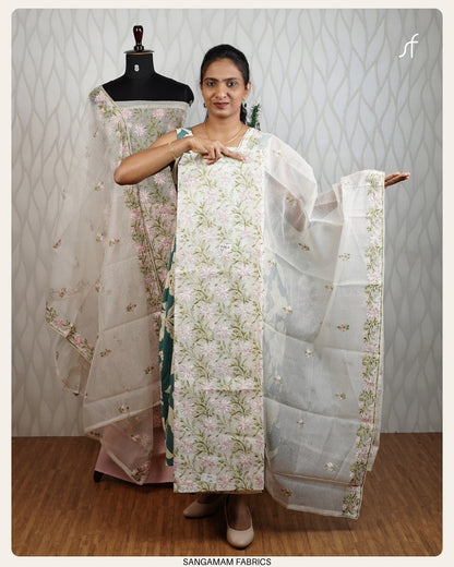 NET COTTA FLORAL EMBROIDERY  SALWAR SUIT