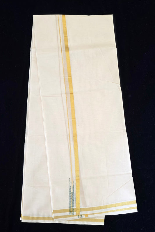 COTTON DOUBLE WITH GREEN CHUTTIKARA WEAVING
