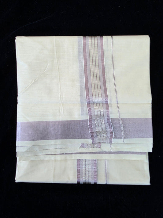1.5" ROSE GOLD AND SILVER JARI COTTON DOUBLE MUNDU