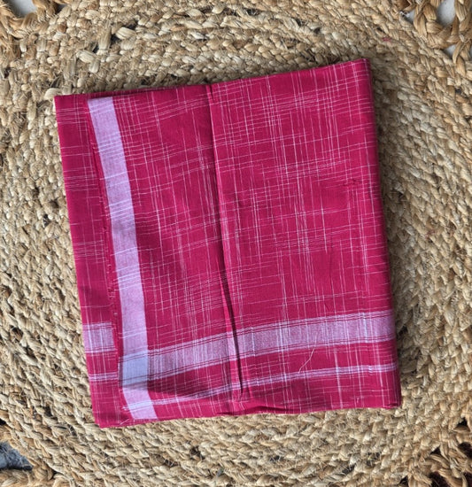 COLOUR MUNDU RANI PINK WITH PULLI DESIGN