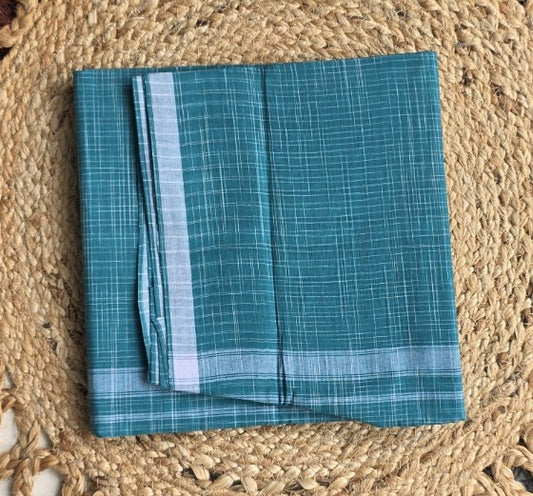 COLOUR MUNDU PEACOAK GREEN WITH PULLI DESIGN