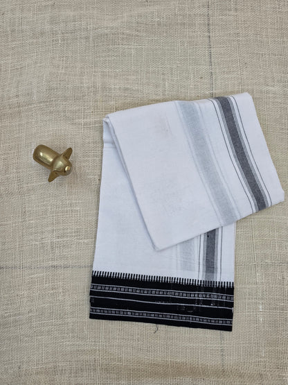 WHITE KUPPADAM BLACK BORDER SINGLE