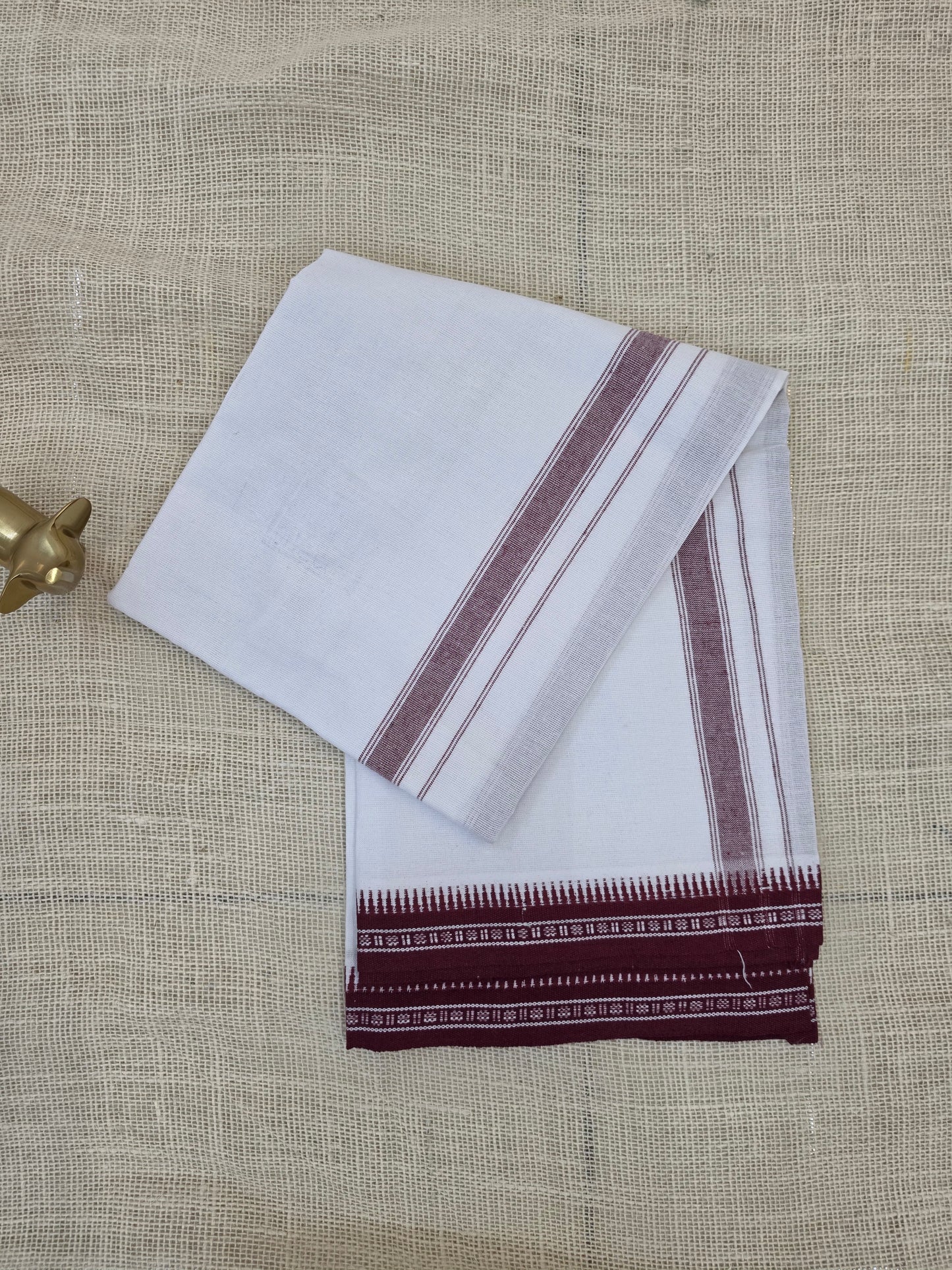 WHITE KUPPADAM MEROON BORDER SINGLE