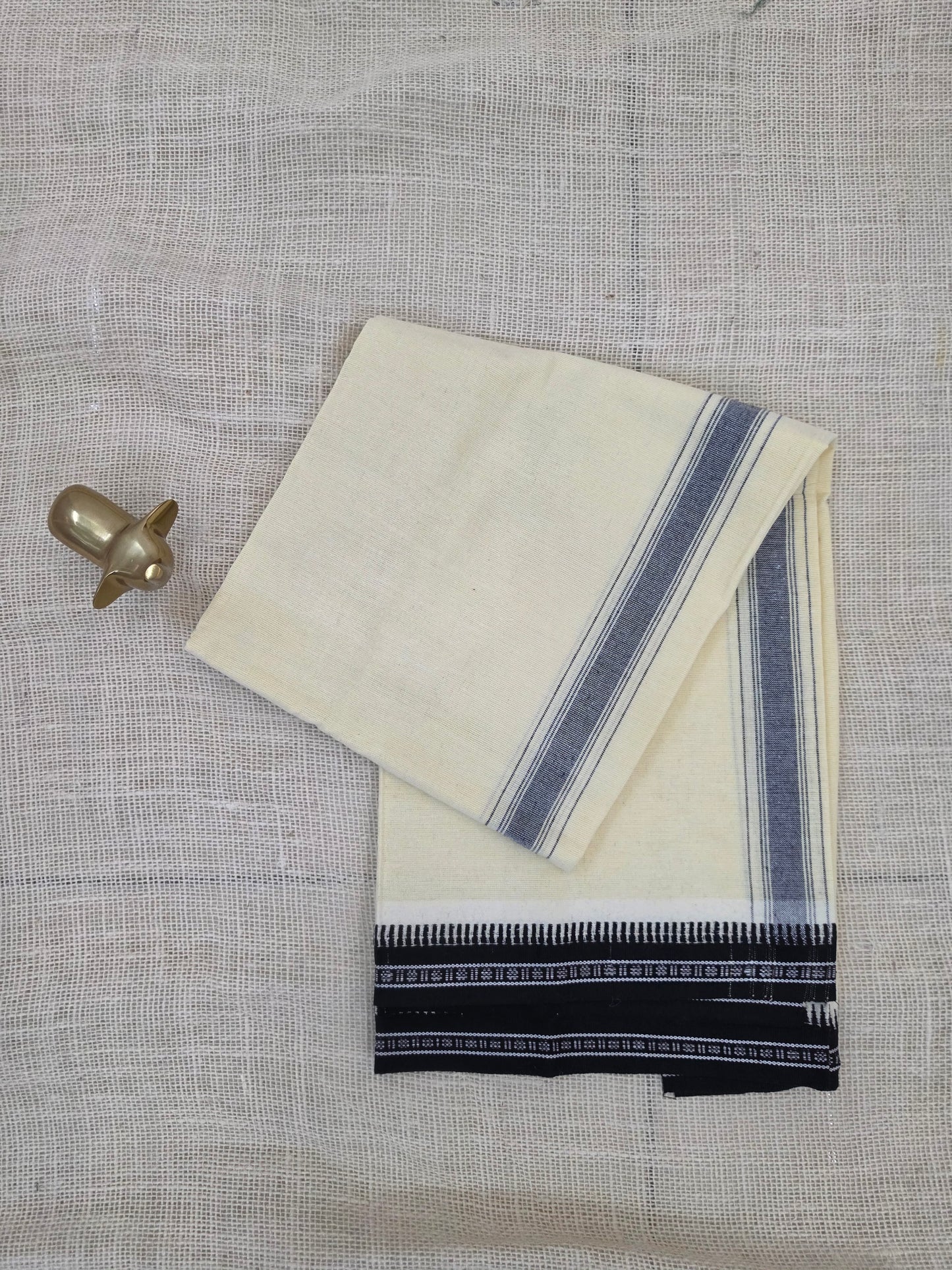 CREAM (OFF WHITE) KUPPADAM BLACK BORDER SINGLE
