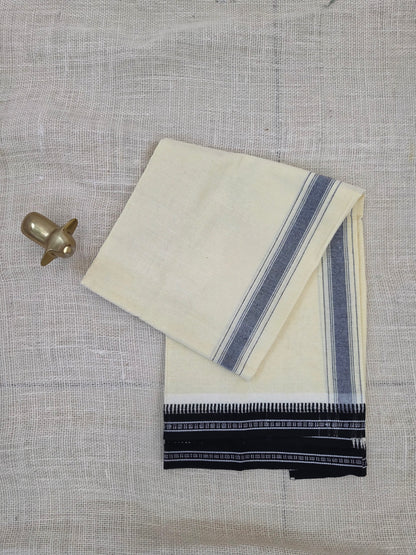 CREAM (OFF WHITE) KUPPADAM BLACK BORDER SINGLE