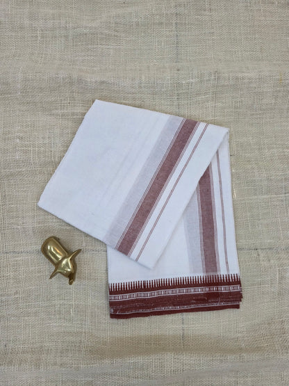 WHITE KUPPADAM MEROON BORDER SINGLE