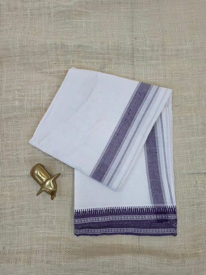 WHITE KUPPADAM OLIVE VIOLET SINGLE