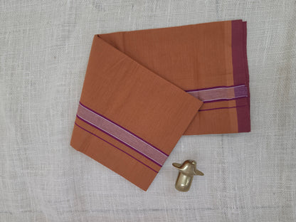 KAVI MUNDU COTTON PLAIN WHITE & MEROON KARA
