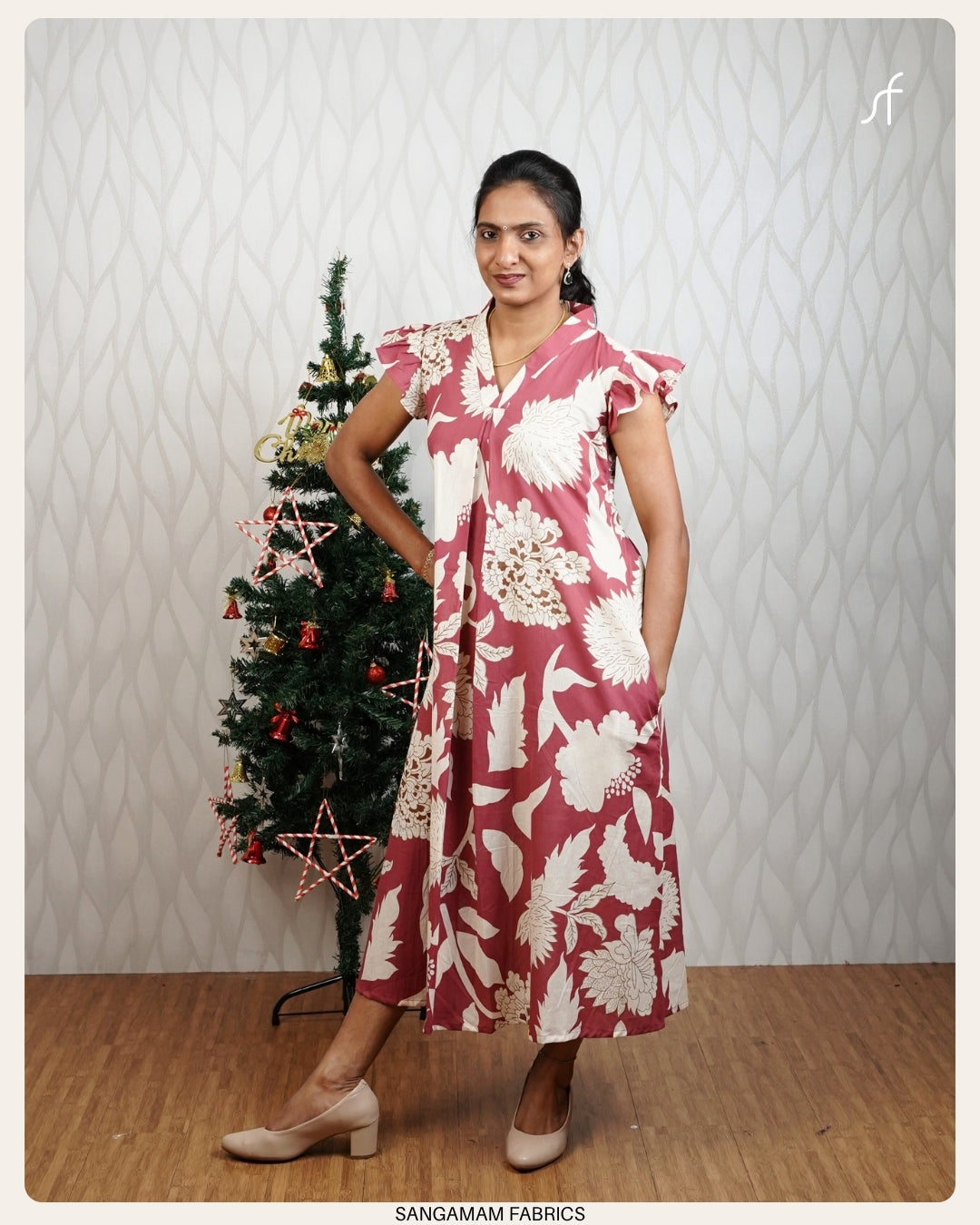 PRINTED PATTERN BOXY FIT ALINE DRESS