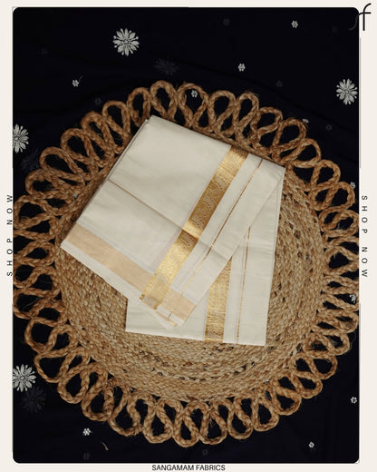 JACQUARD BORDER DETAILED DOUBLE MUNDU