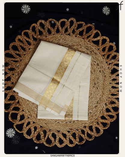 JACQUARD BORDER DETAILED DOUBLE MUNDU