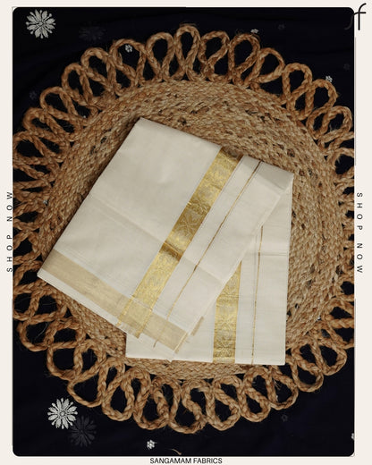 JACQUARD BORDER DETAILED DOUBLE MUNDU