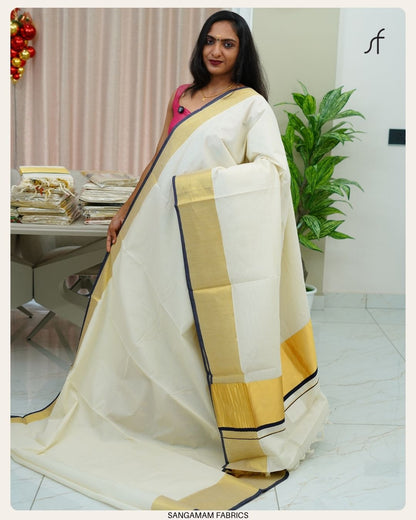 HANDLOOM KASAVU DETAILED SET SAREE