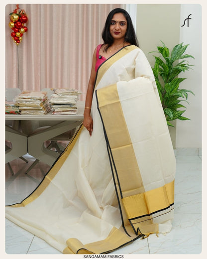 HANDLOOM KASAVU DETAILED SET SAREE