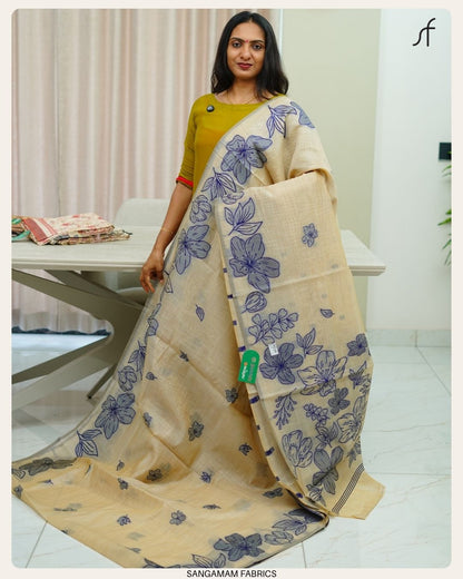 SEMI CHANDERI SILK SAREE