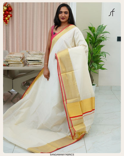 HANDLOOM KASAVU DETAILED SET SAREE