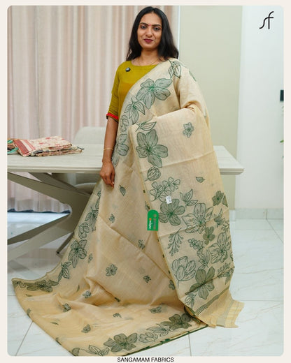SEMI CHANDERI SILK SAREE