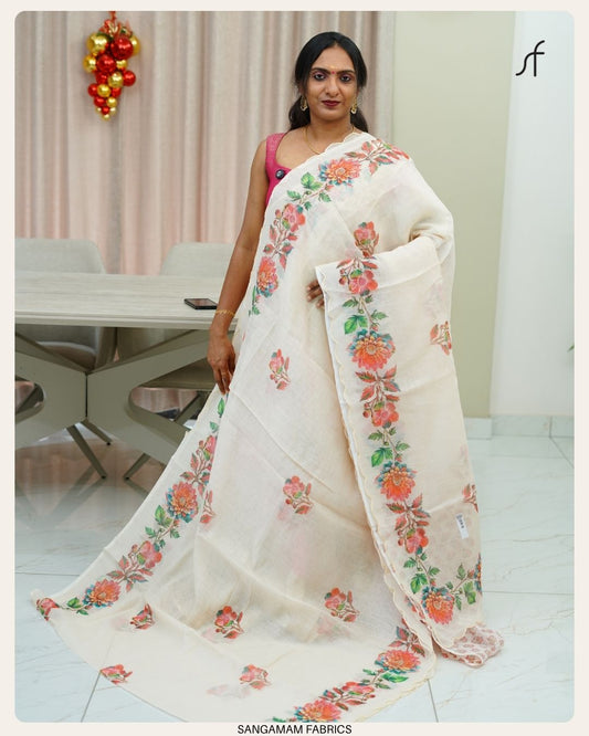 SEMI LINEN SAREE