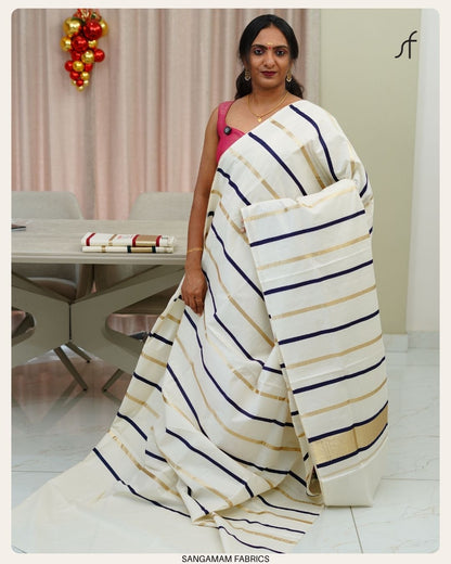 STRIPES DETAILED COTTON SET SAREE