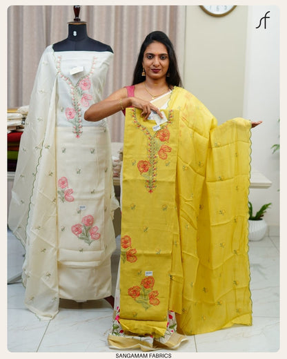 SEMI CHANDERI SILK SALWAR SUIT