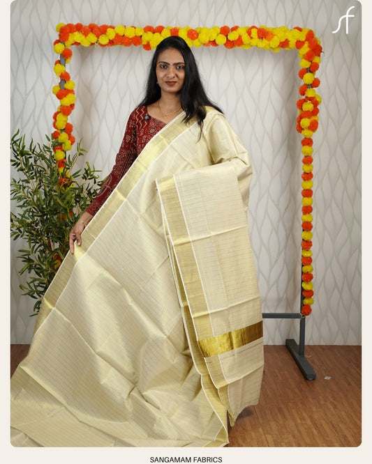 GOLDEN TISSUE STRIPE DETAILED SET&nbsp;SAREE