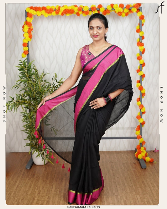 BLACK MULCOTTON SAREE