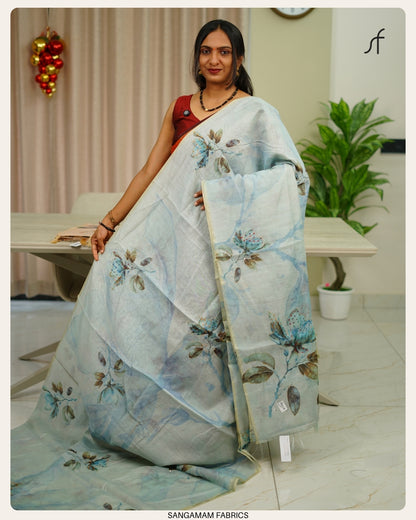 SEMI CHANDERI SILK SAREE