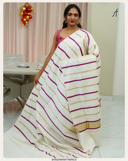 STRIPES DETAILED COTTON SET SAREE
