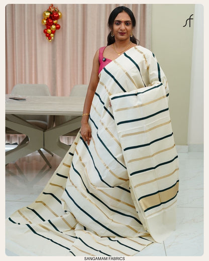 STRIPES DETAILED COTTON SET SAREE