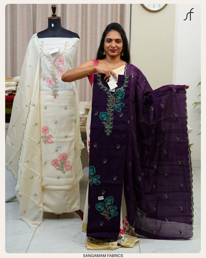 SEMI CHANDERI SILK SALWAR SUIT