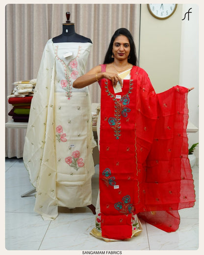 SEMI CHANDERI SILK SALWAR SUIT