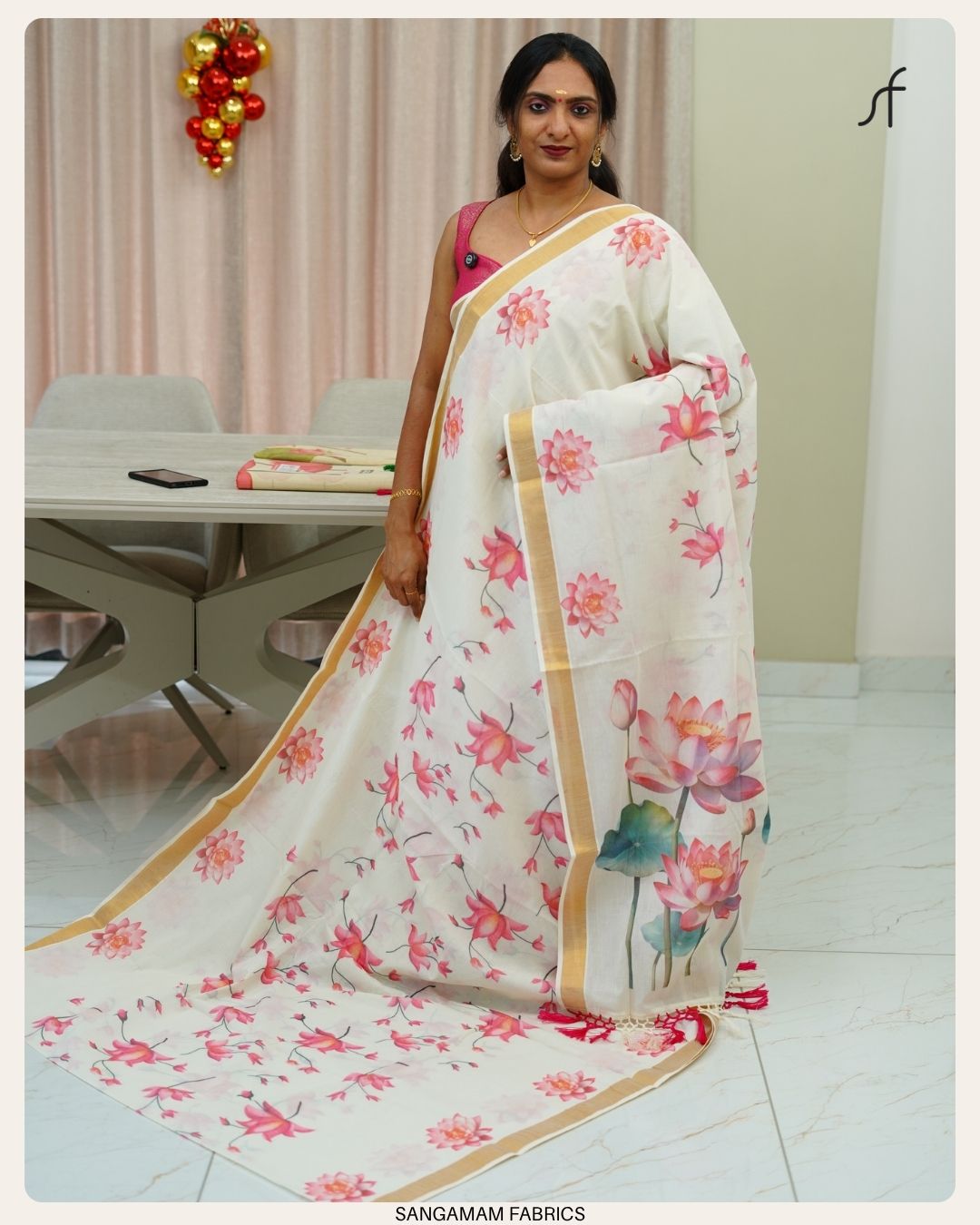 LOTUS DETAILED COTTON SET SAREE