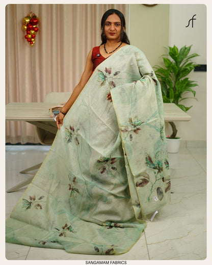 SEMI CHANDERI SILK SAREE
