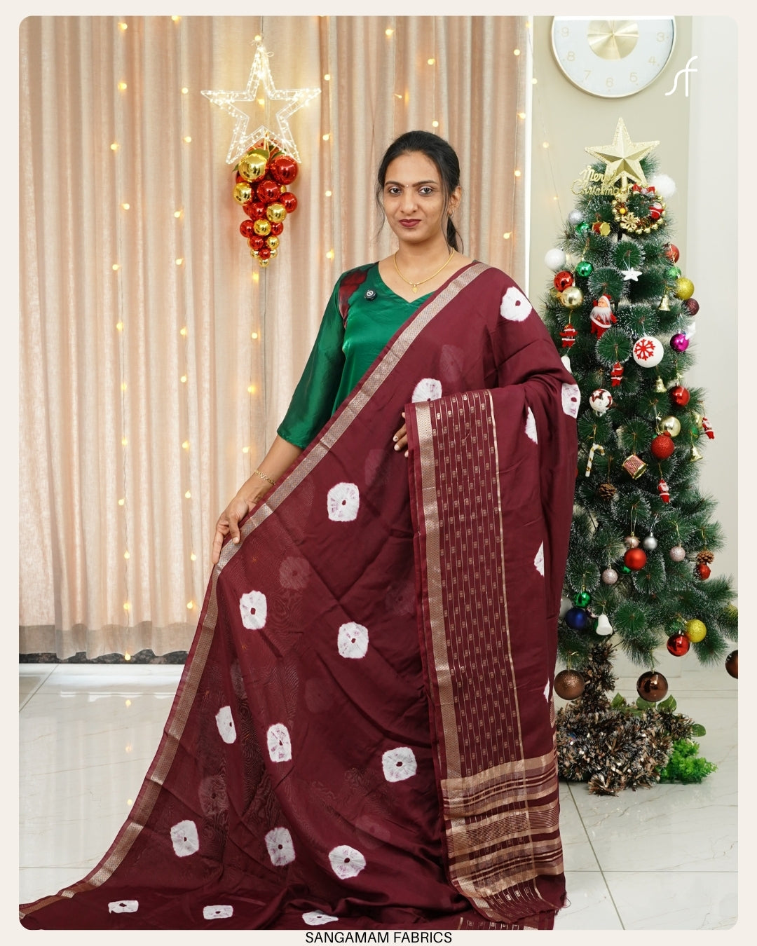 SEMI CHANDERI SILK BANDHANI DETAILED SAREE