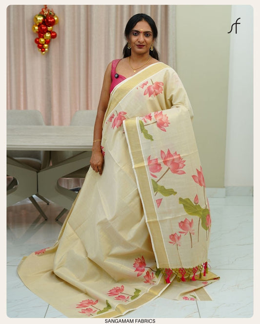 LOTUS DETAILED TISSUE SET SAREE