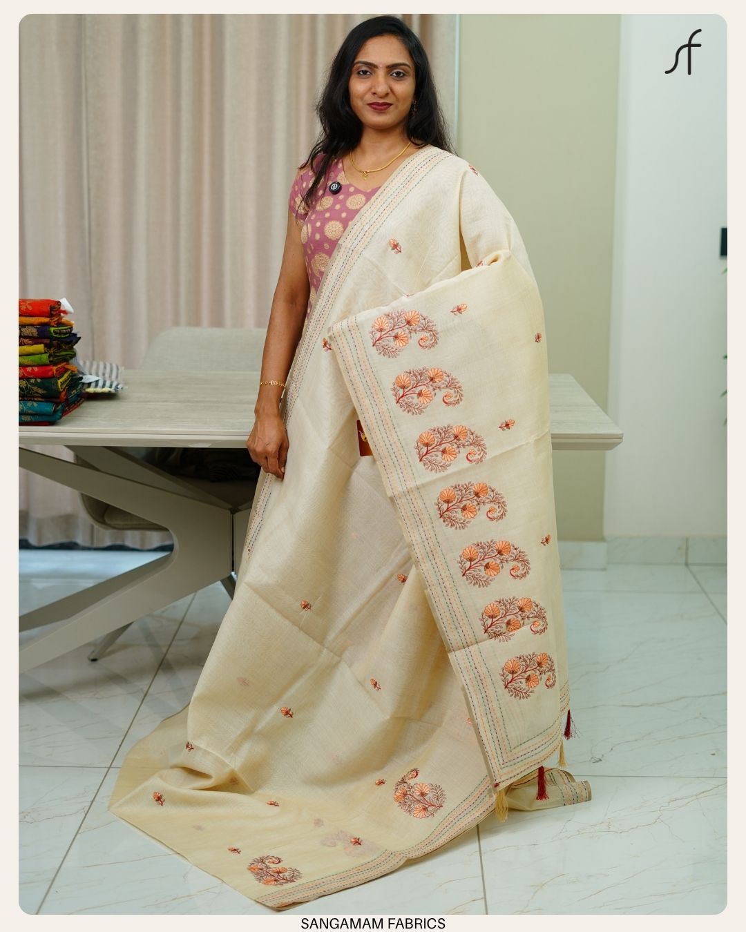 SEMI CHANDERI SILK SAREE