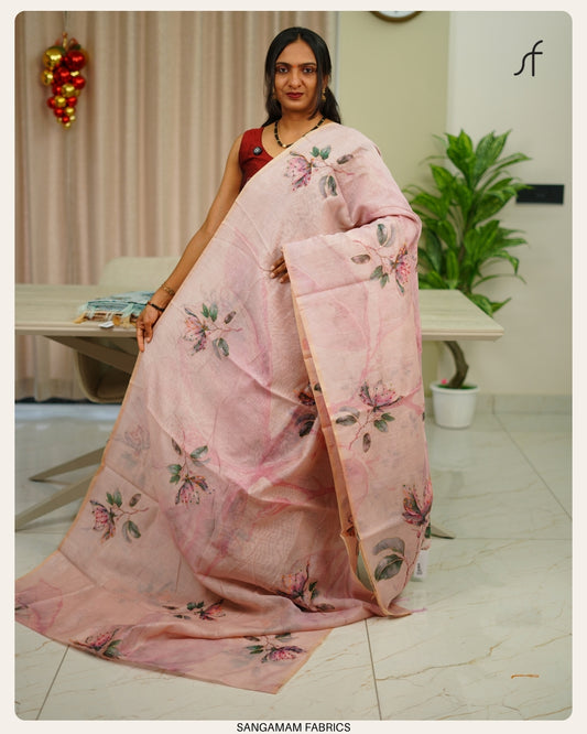 SEMI CHANDERI SILK SAREE