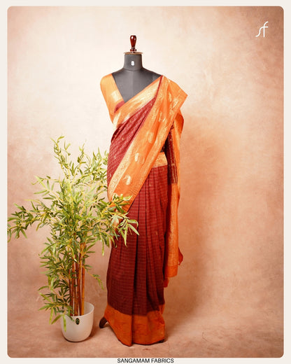 BENTEX BORDER DETAILED SEMI GEORGETTE BANARASI SAREE