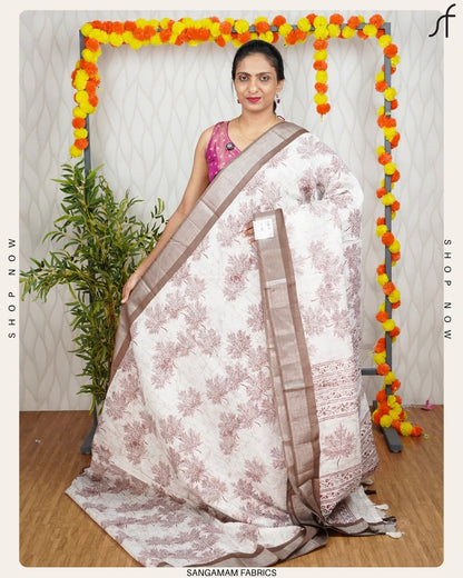 SEMI CHANDERI SILK SAREE