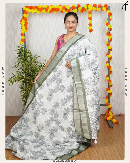 SEMI CHANDERI SILK SAREE