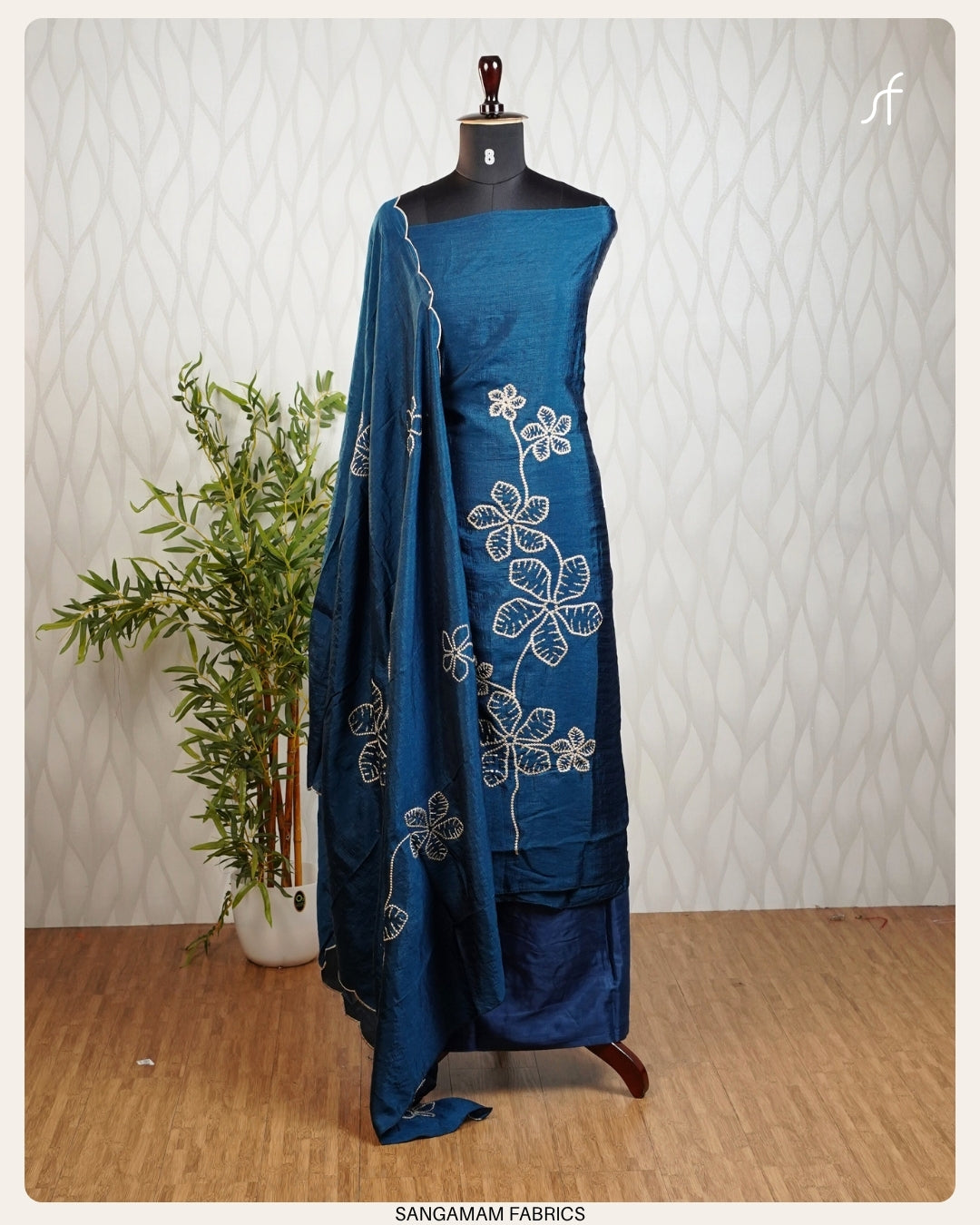 FLORAL EMBROIDERY VICHITRA  SILK SALWAR SUIT