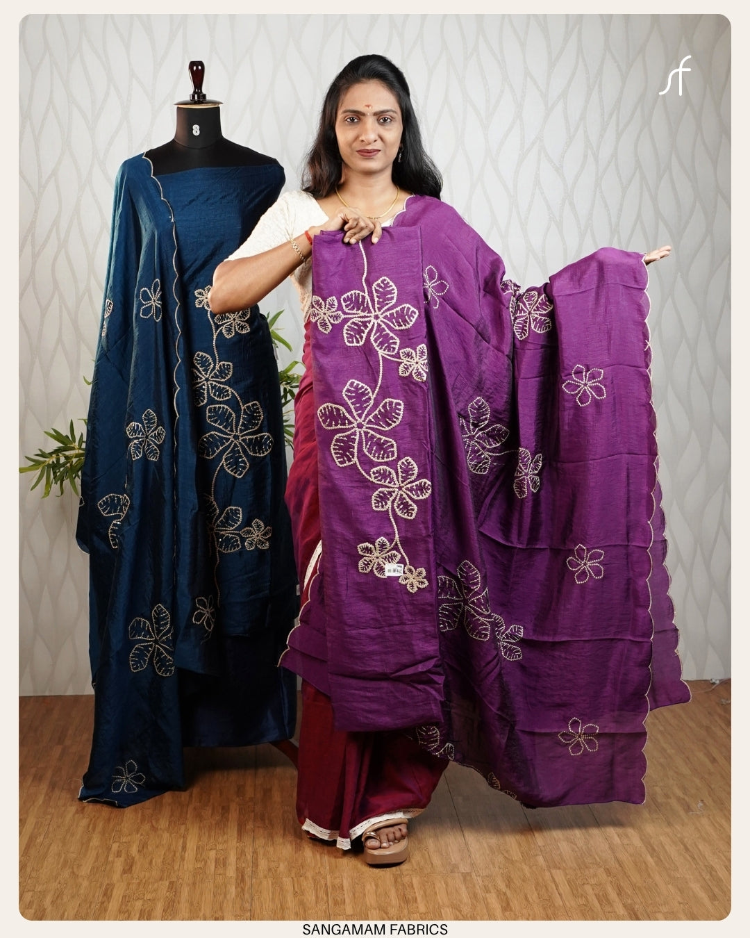 FLORAL EMBROIDERY VICHITRA  SILK SALWAR SUIT