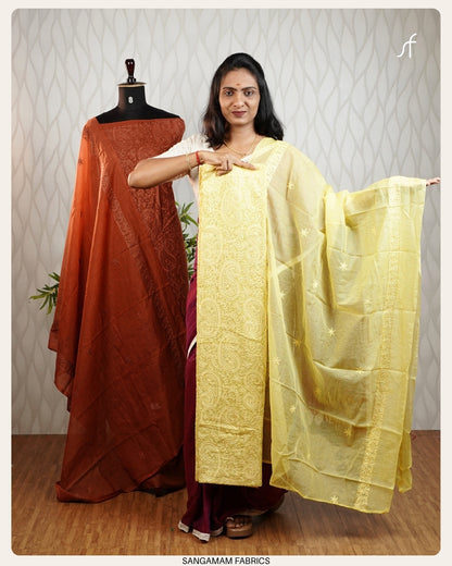 NET COTTA EMBROIDERY  SALWAR SUIT