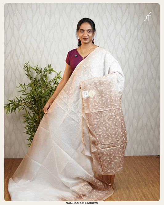 EMBROIDERY NET COTTA  SAREE