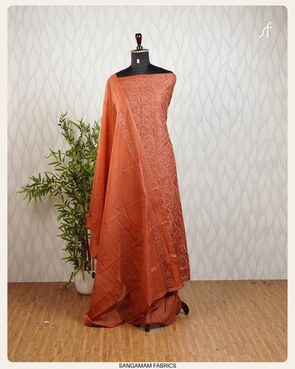 NET COTTA EMBROIDERY  SALWAR SUIT