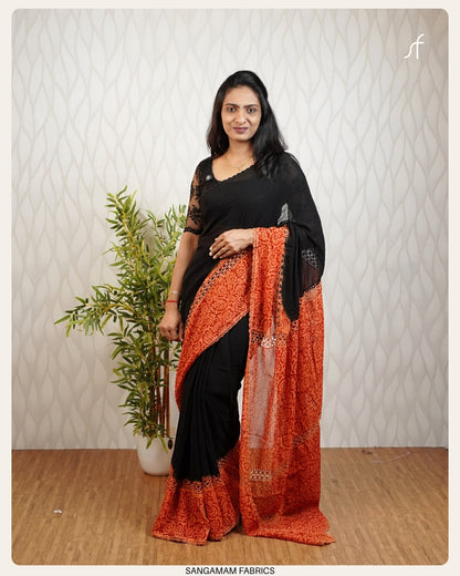 CROCHET LACE DETAILED GEORGETTE SAREE