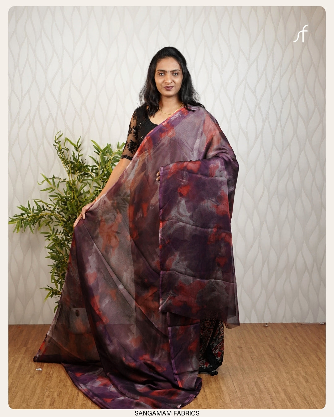 MARBLE EFFECT PRINTED CRAPE SILK  SAREE