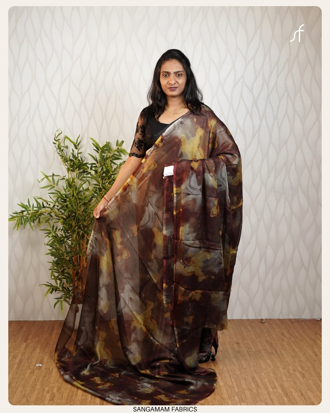 MARBLE EFFECT PRINTED CRAPE SILK  SAREE